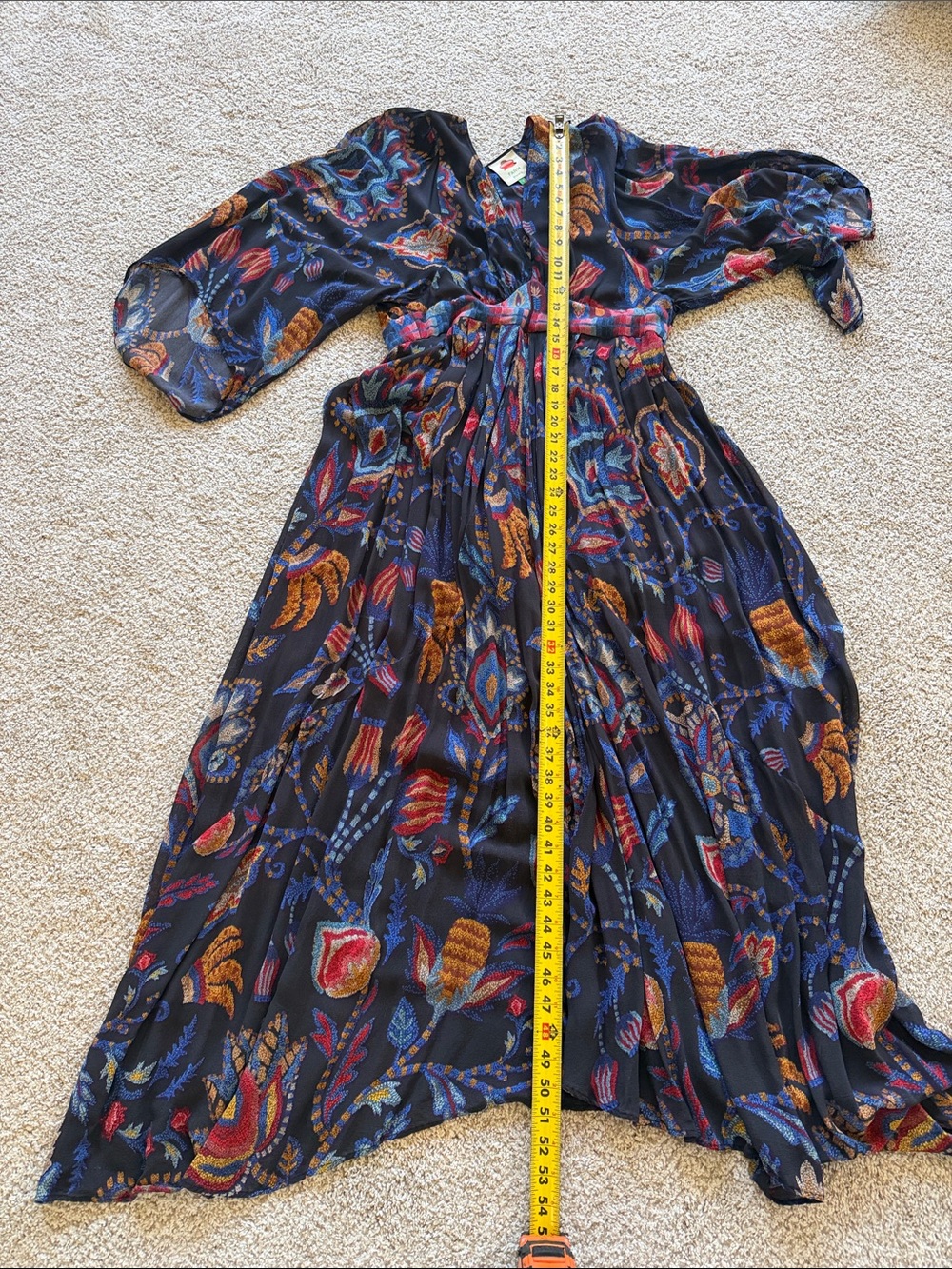 FARM Rio Black Sunset Tapestry Asymmetric Kaftan Maxi Dress - Picture 12 of 12